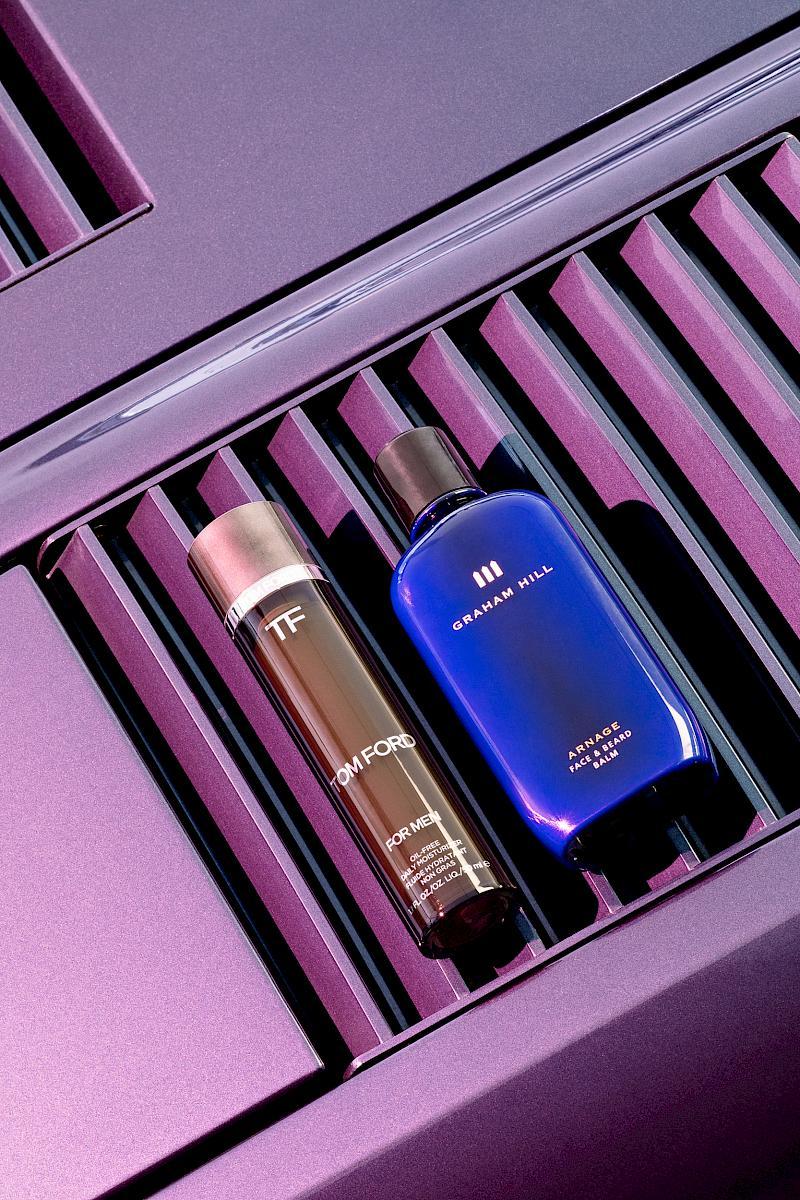 Skin Revitalising Concentrate by Tom Ford, Face and Beard Balm Graham Hill on the bonnet of a Ferrari 308GTS Quattrovalvole, 1982–1985