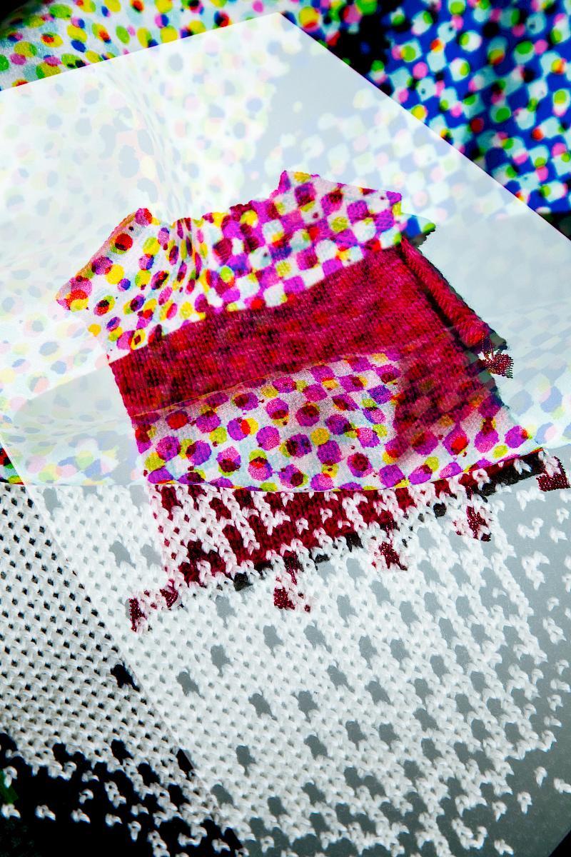 A double exposure of Laura Schwyter & Célina von Moos work titled I feel good and Andrea Cavegn's work RE:SEE